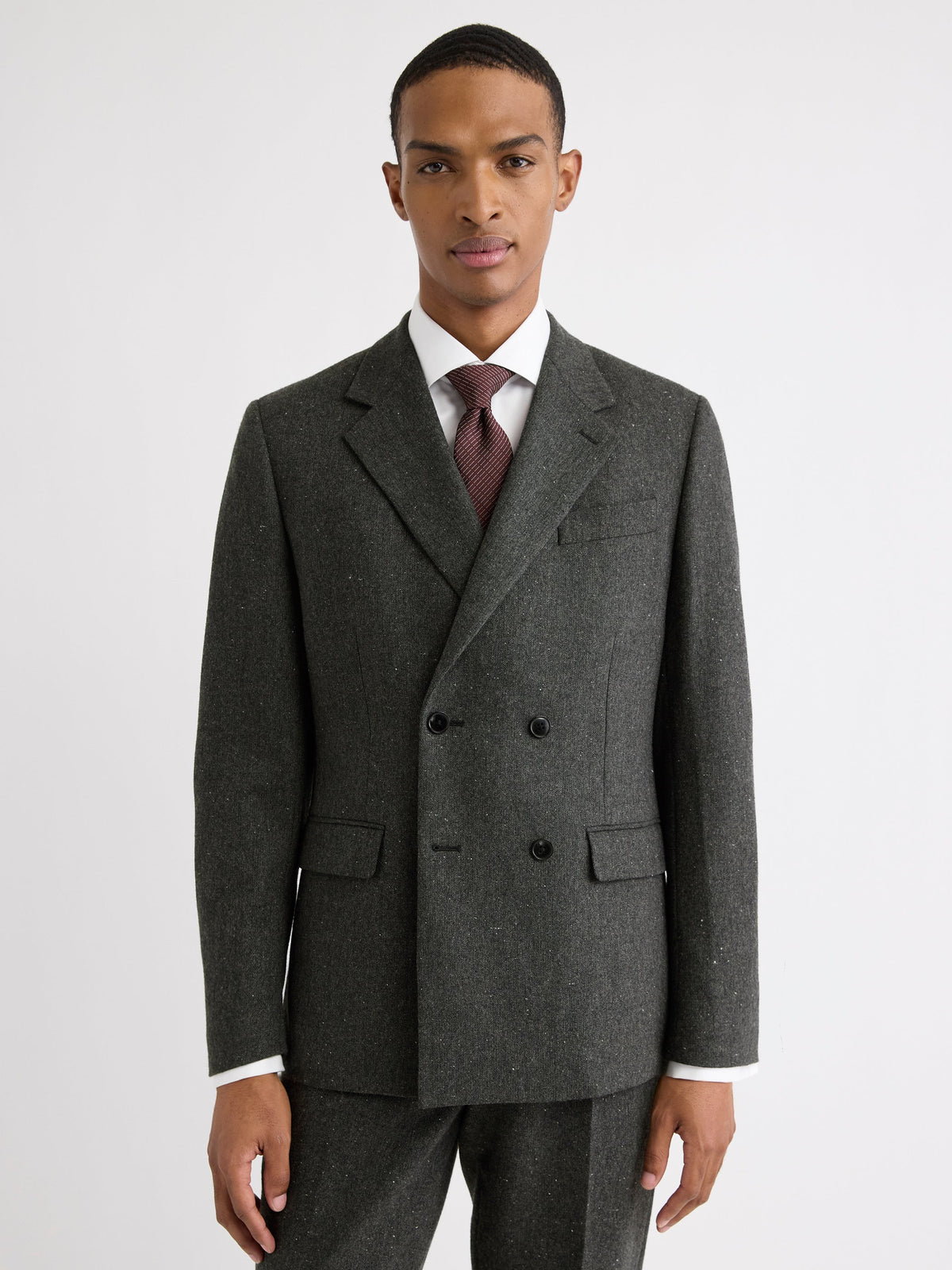 RW&CO Tailored-Fit Double-Breasted Tweed Suit Blazer