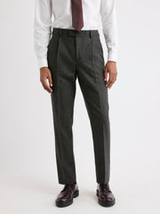 RW&CO Pleated Tapered-Leg Tweed Suit Pant