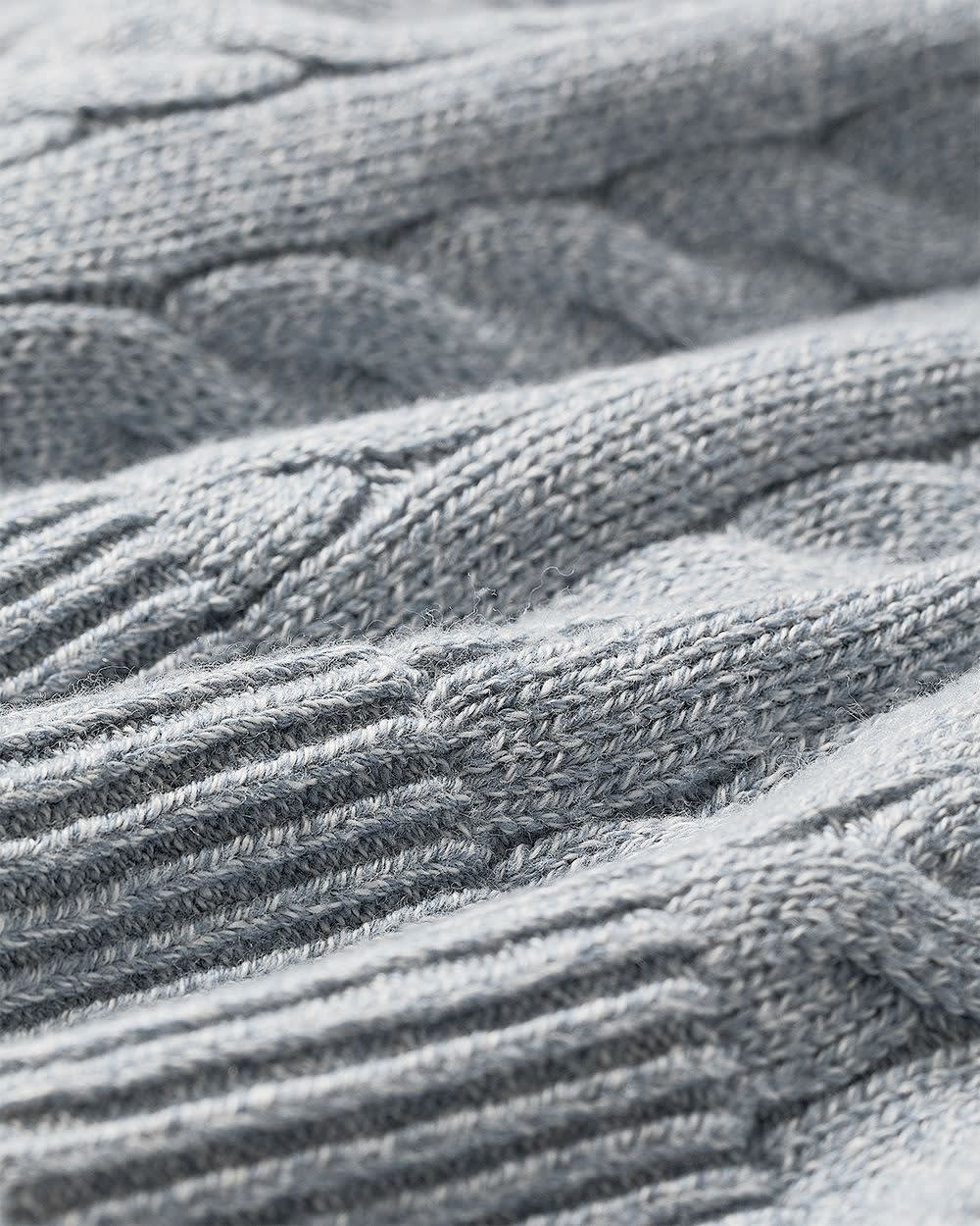 RW&CO Long-Sleeve V-Neck Cable-Stitch Merino-Blend Sweater