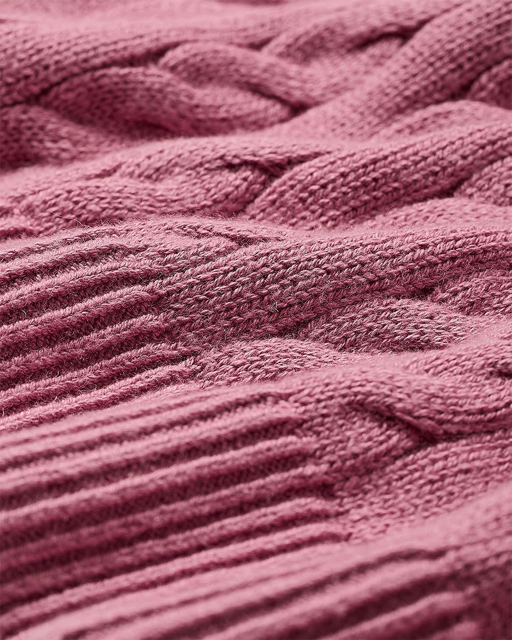 RW&CO Long-Sleeve V-Neck Cable-Stitch Merino-Blend Sweater