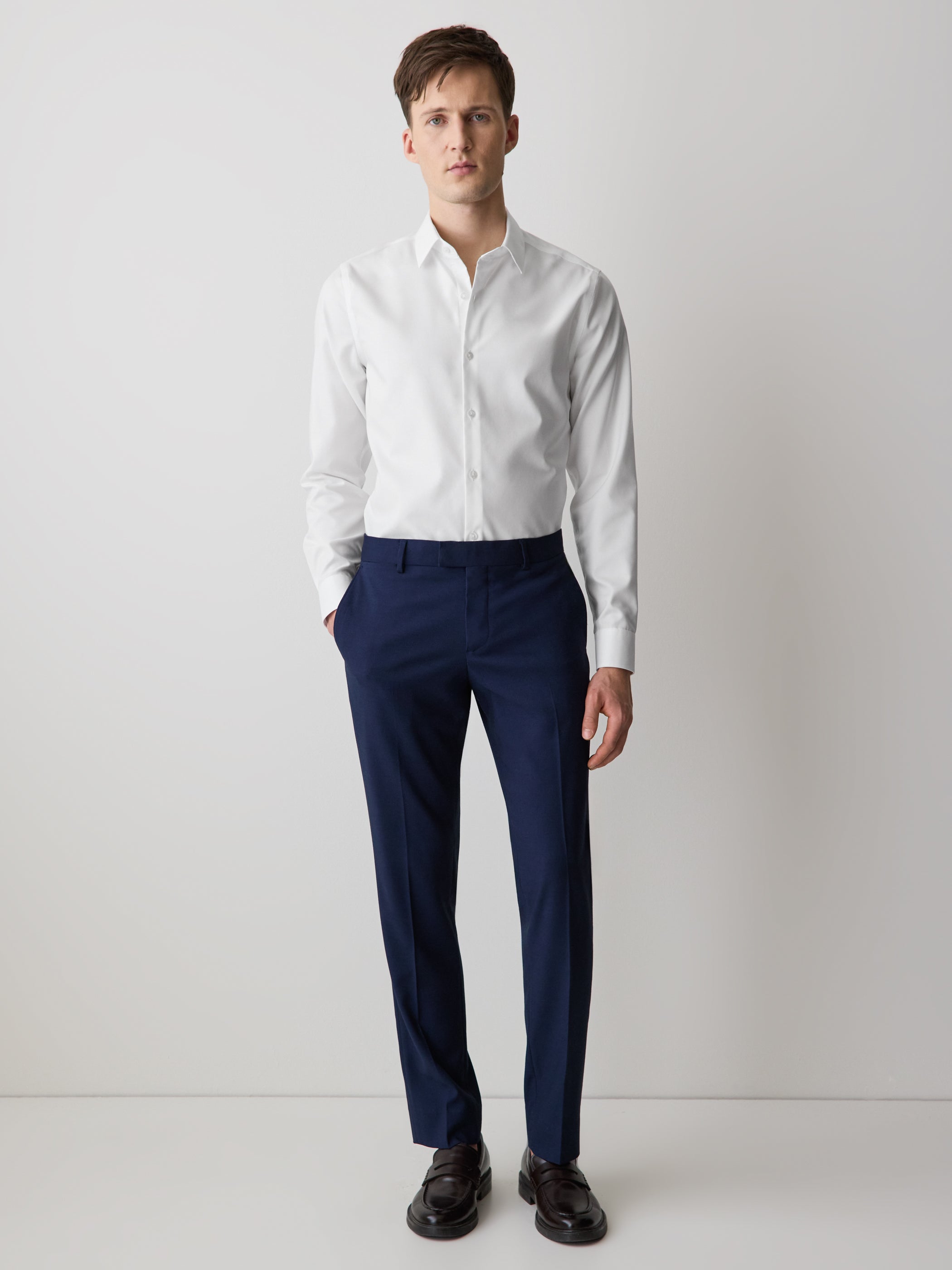 RW&CO Slim Fit Solid Supima (R) Cotton Twill Dress Shirt