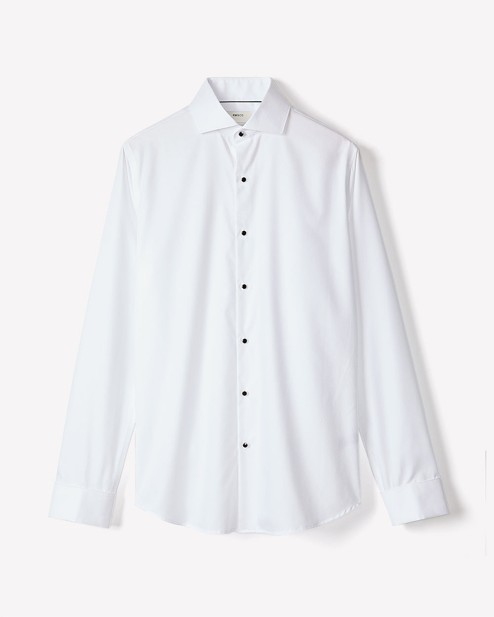RW&CO White Tailored Fit Tuxedo Shirt with French Cuffs