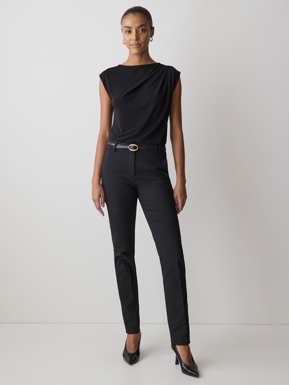 RW&CO Limitless Black Mid-Rise Long Slim-Leg Signature Fit Pant