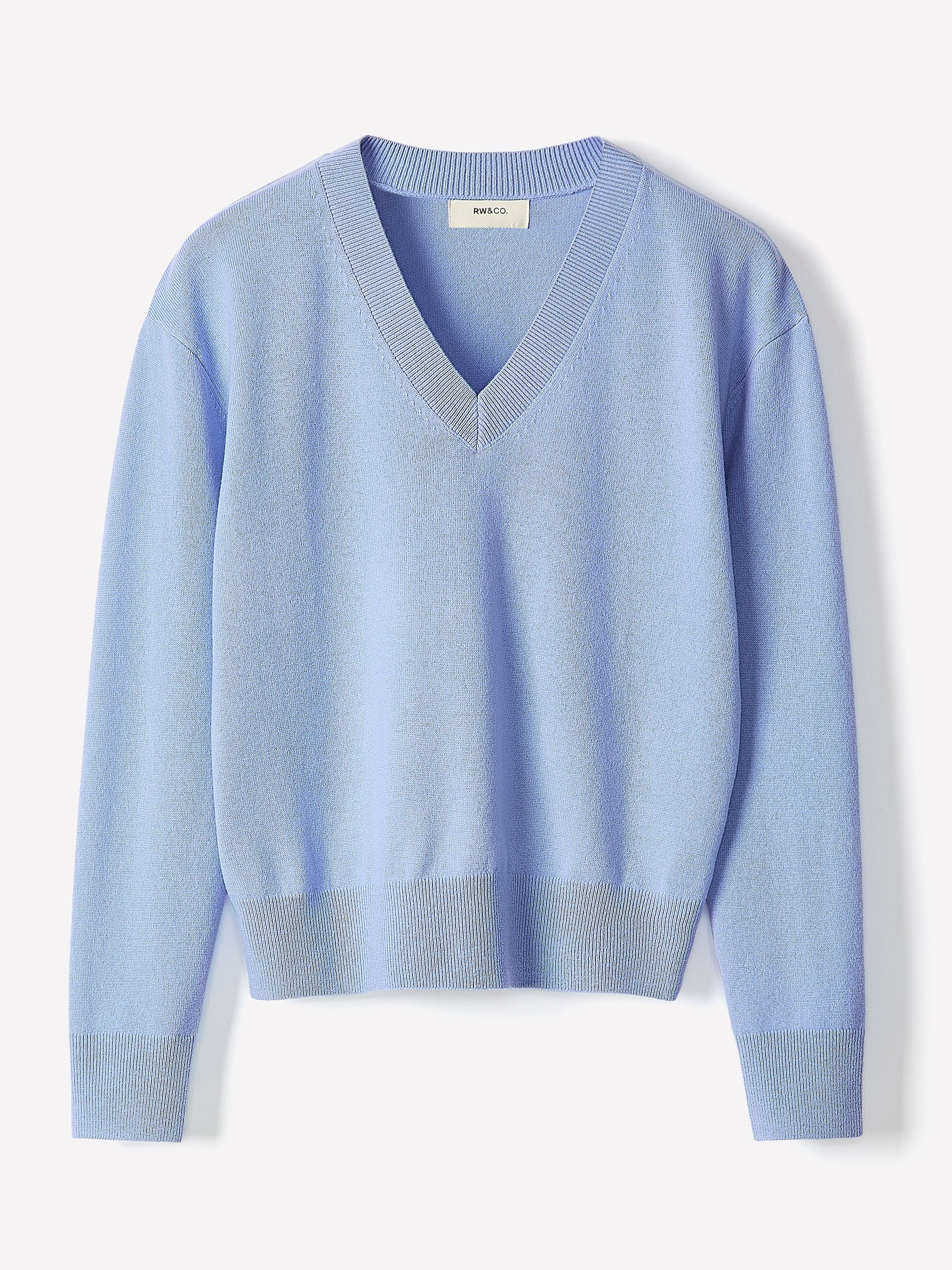 RW&CO Merino Wool V-Neck Drop Shoulder Sweater