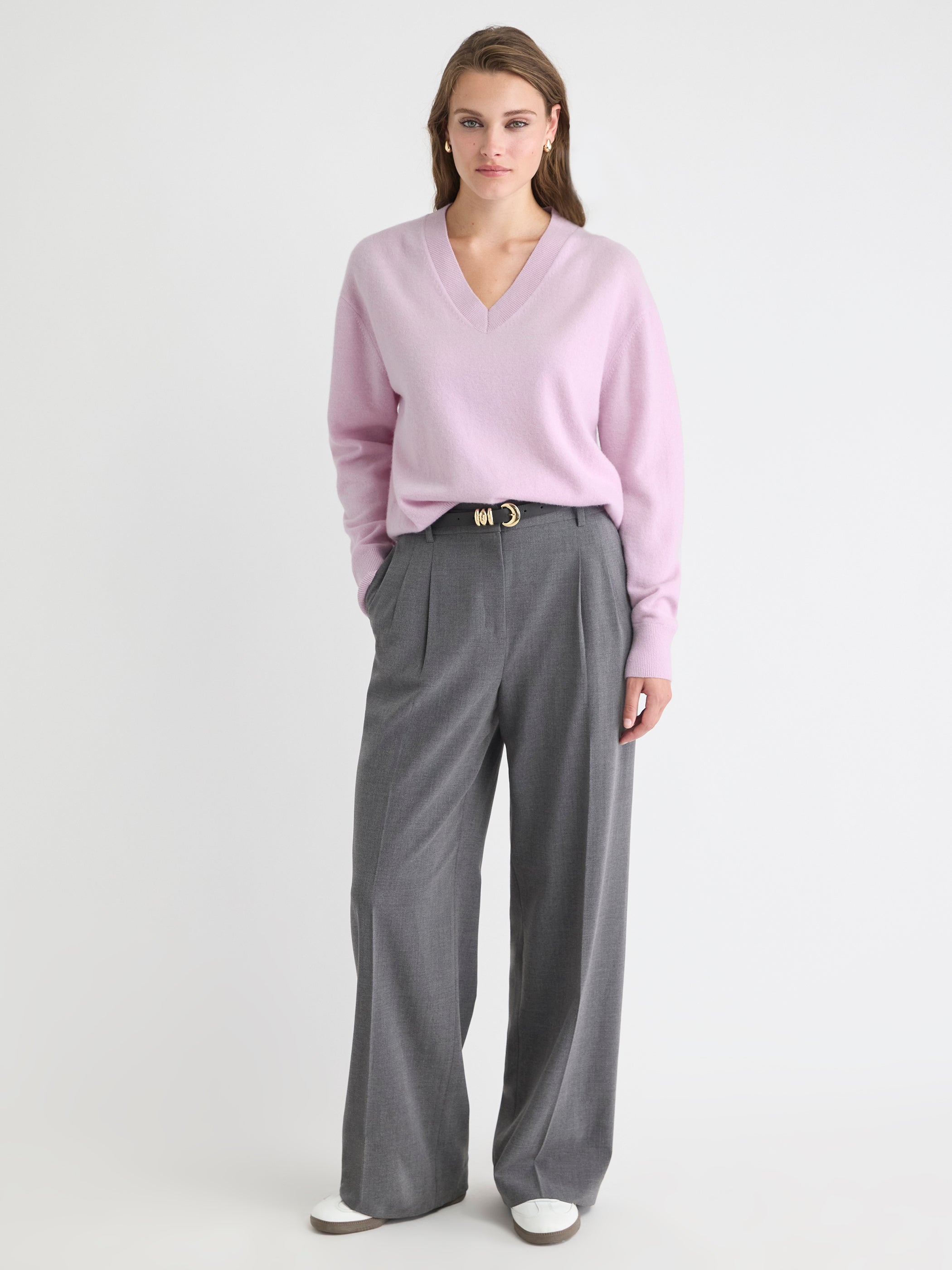 RW&CO Merino Wool V-Neck Drop Shoulder Sweater