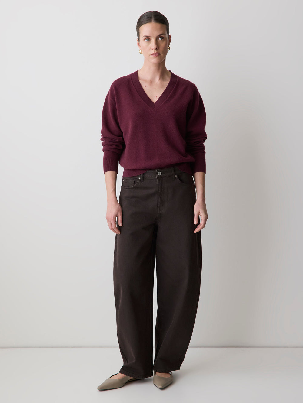 RW&CO Merino Wool V-Neck Drop Shoulder Sweater