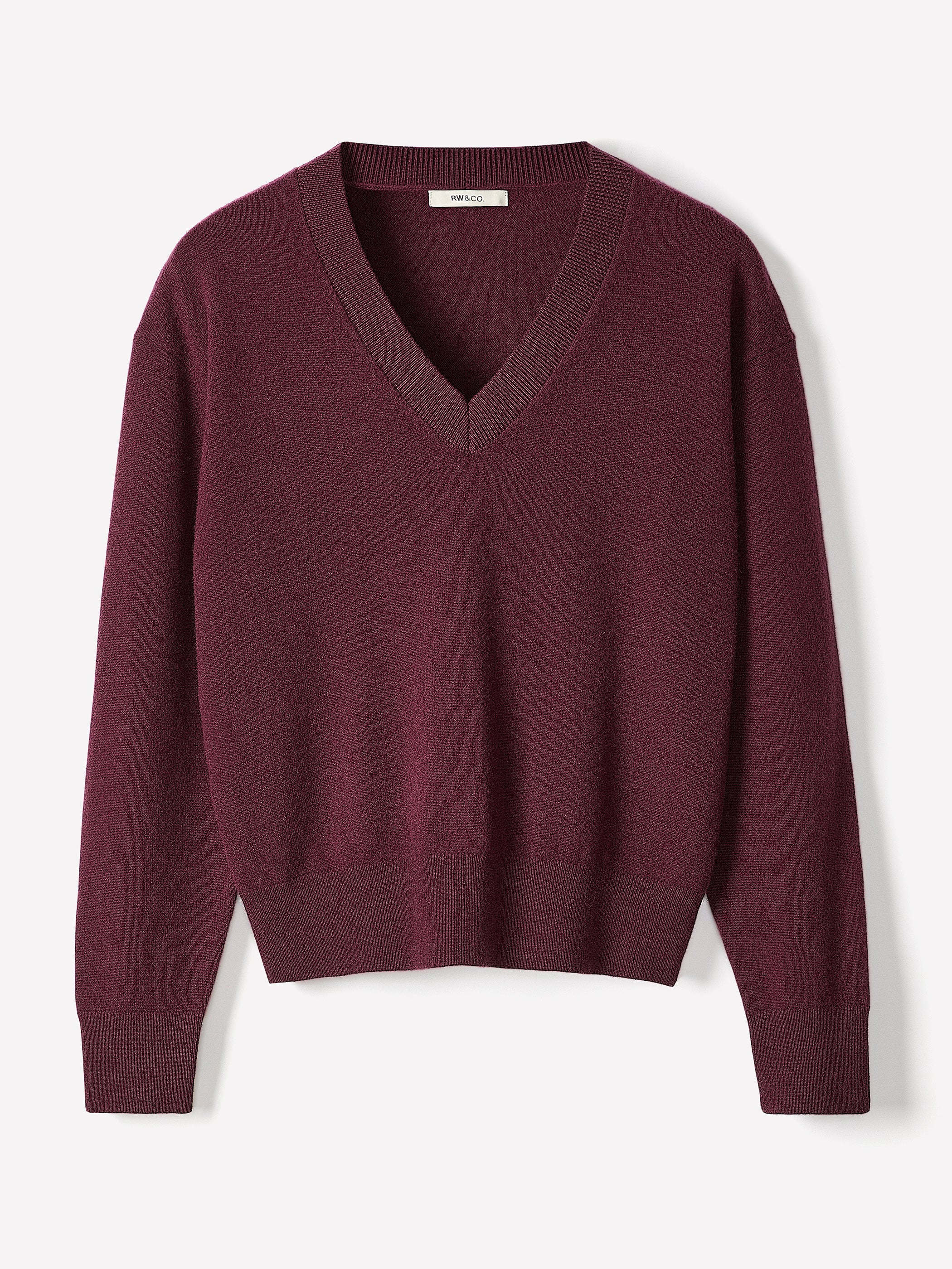 RW&CO Merino Wool V-Neck Drop Shoulder Sweater
