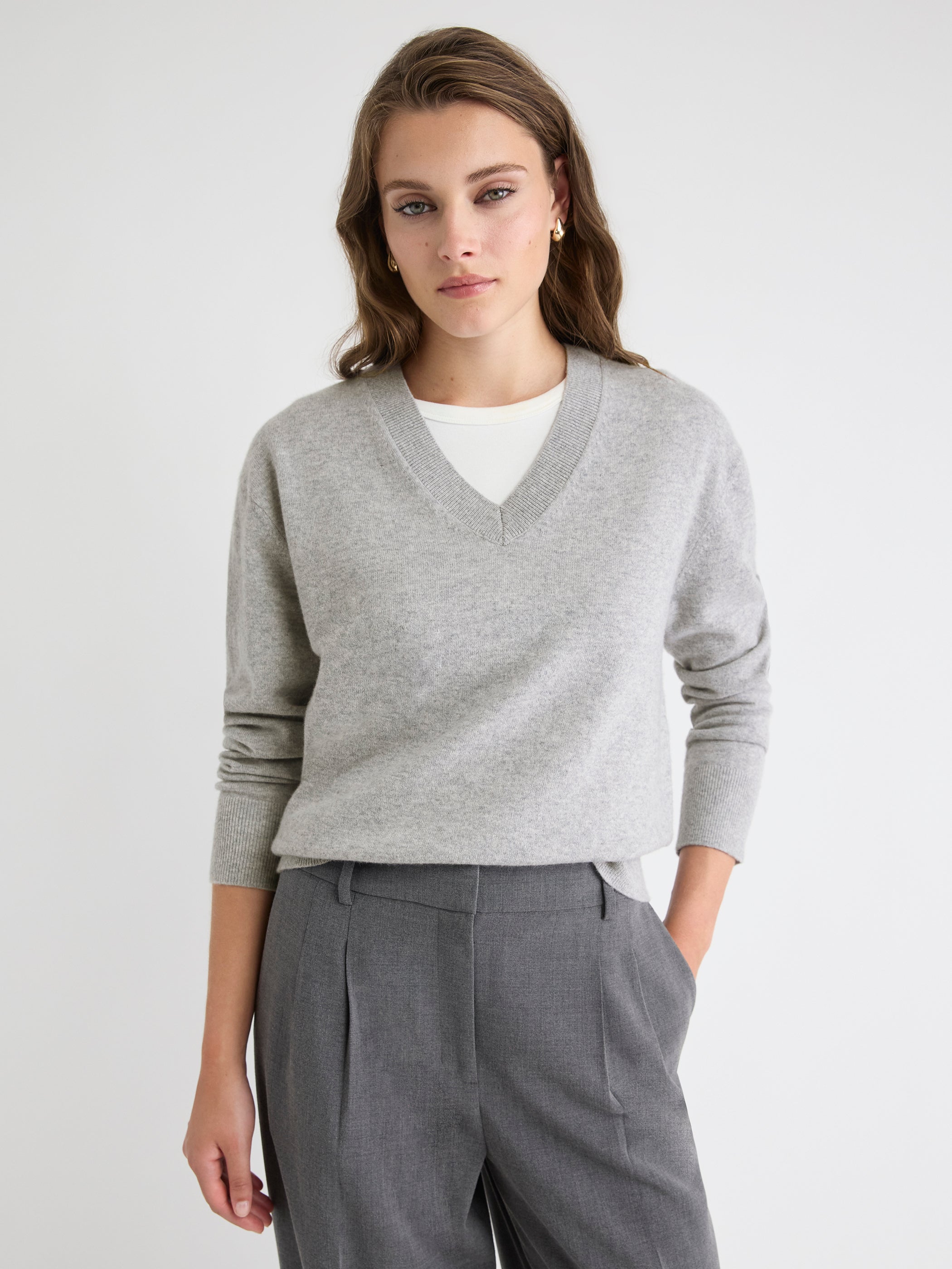 RW&CO Merino Wool V-Neck Drop Shoulder Sweater