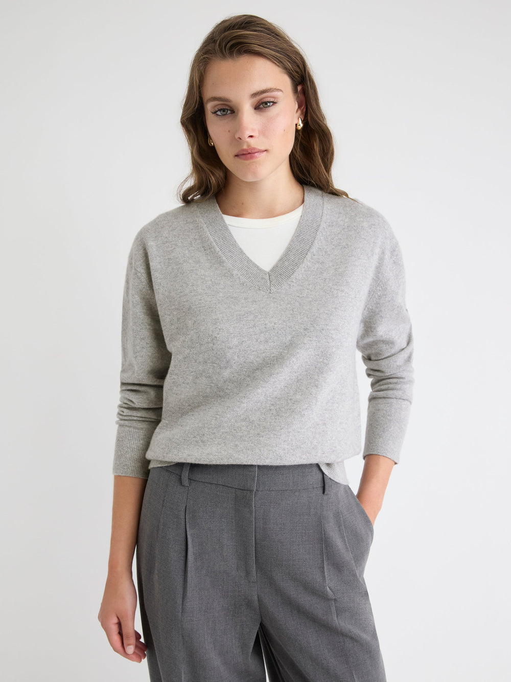 RW&CO Merino Wool V-Neck Drop Shoulder Sweater