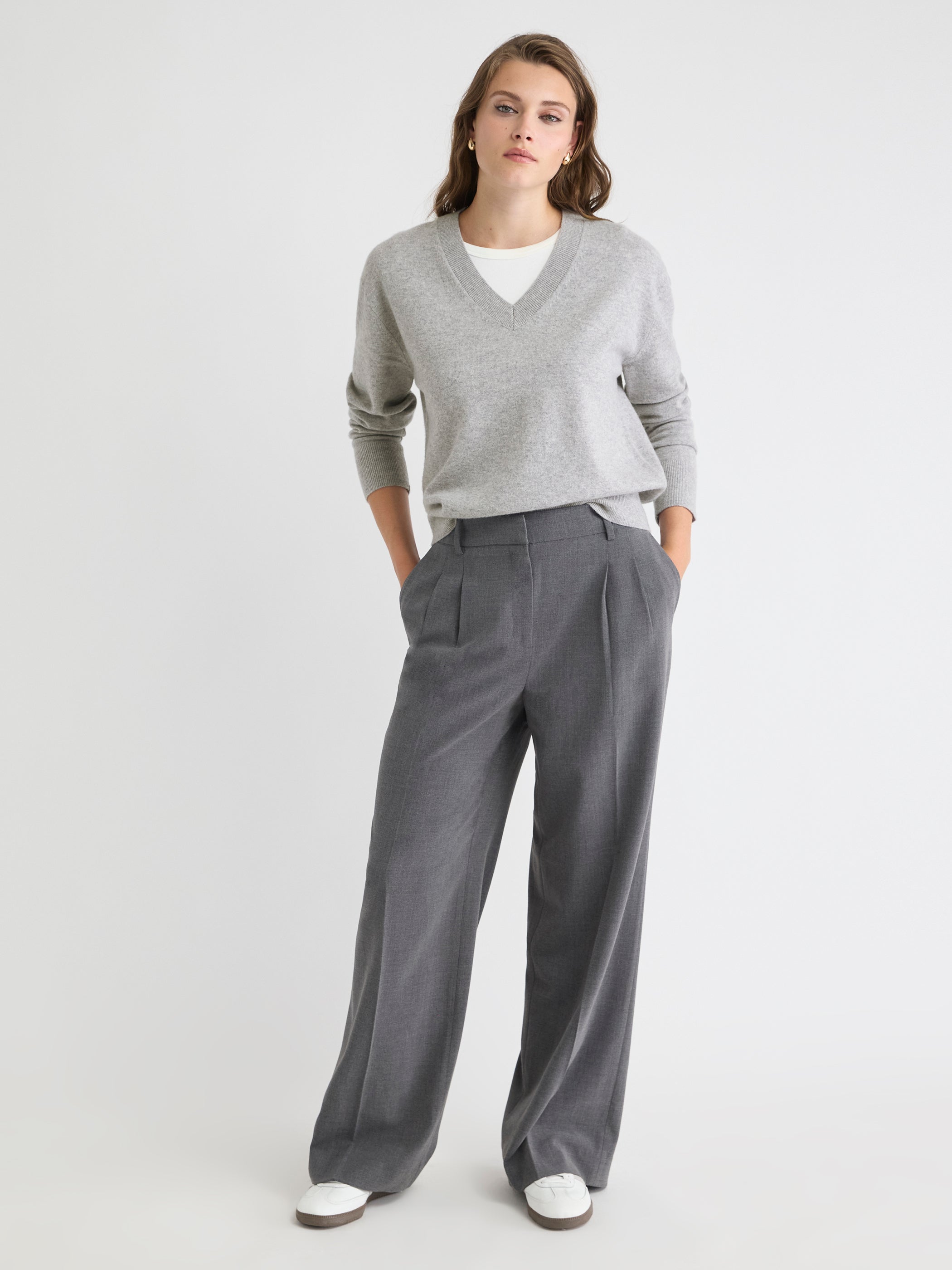 RW&CO Merino Wool V-Neck Drop Shoulder Sweater