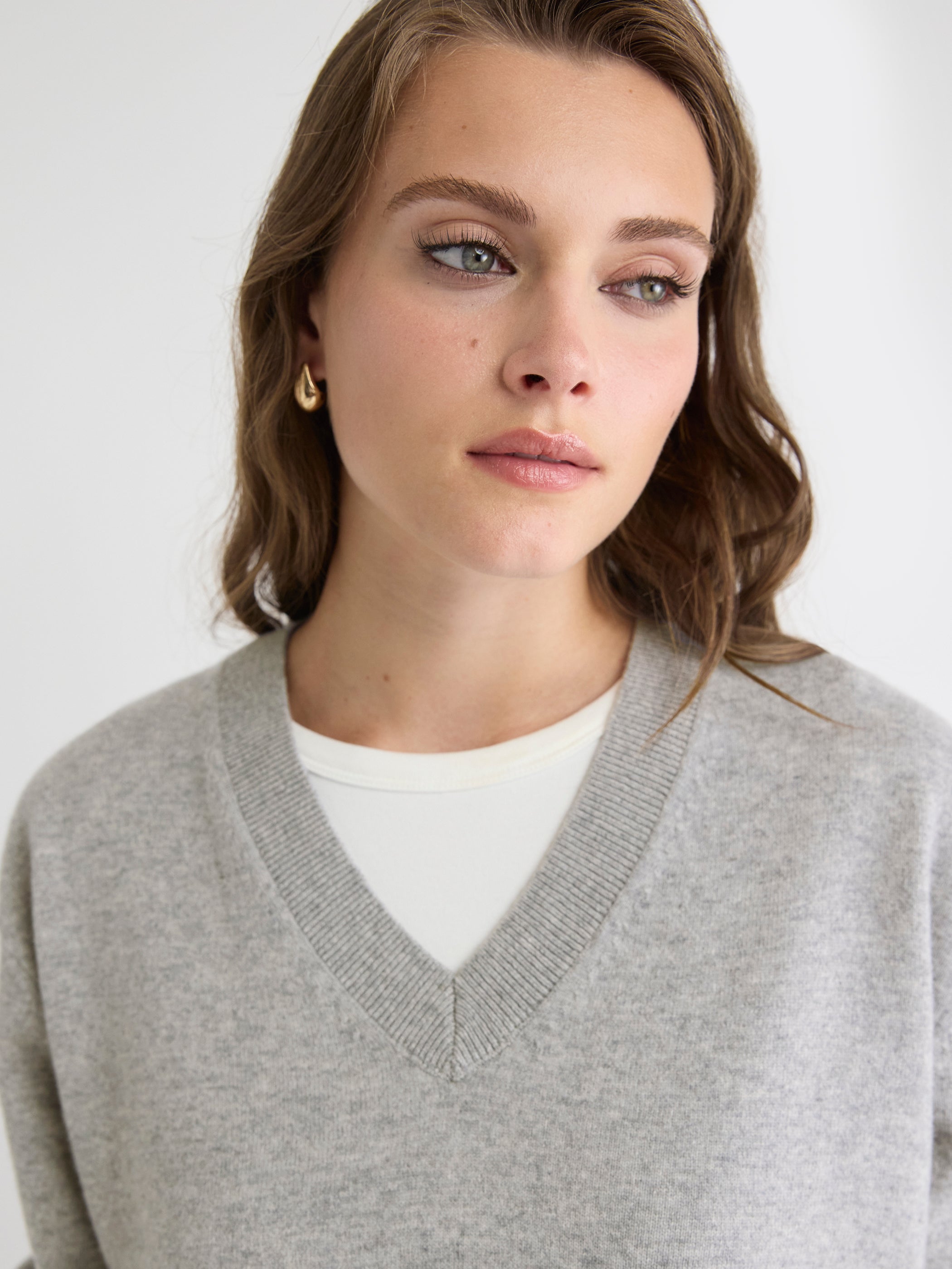 RW&CO Merino Wool V-Neck Drop Shoulder Sweater