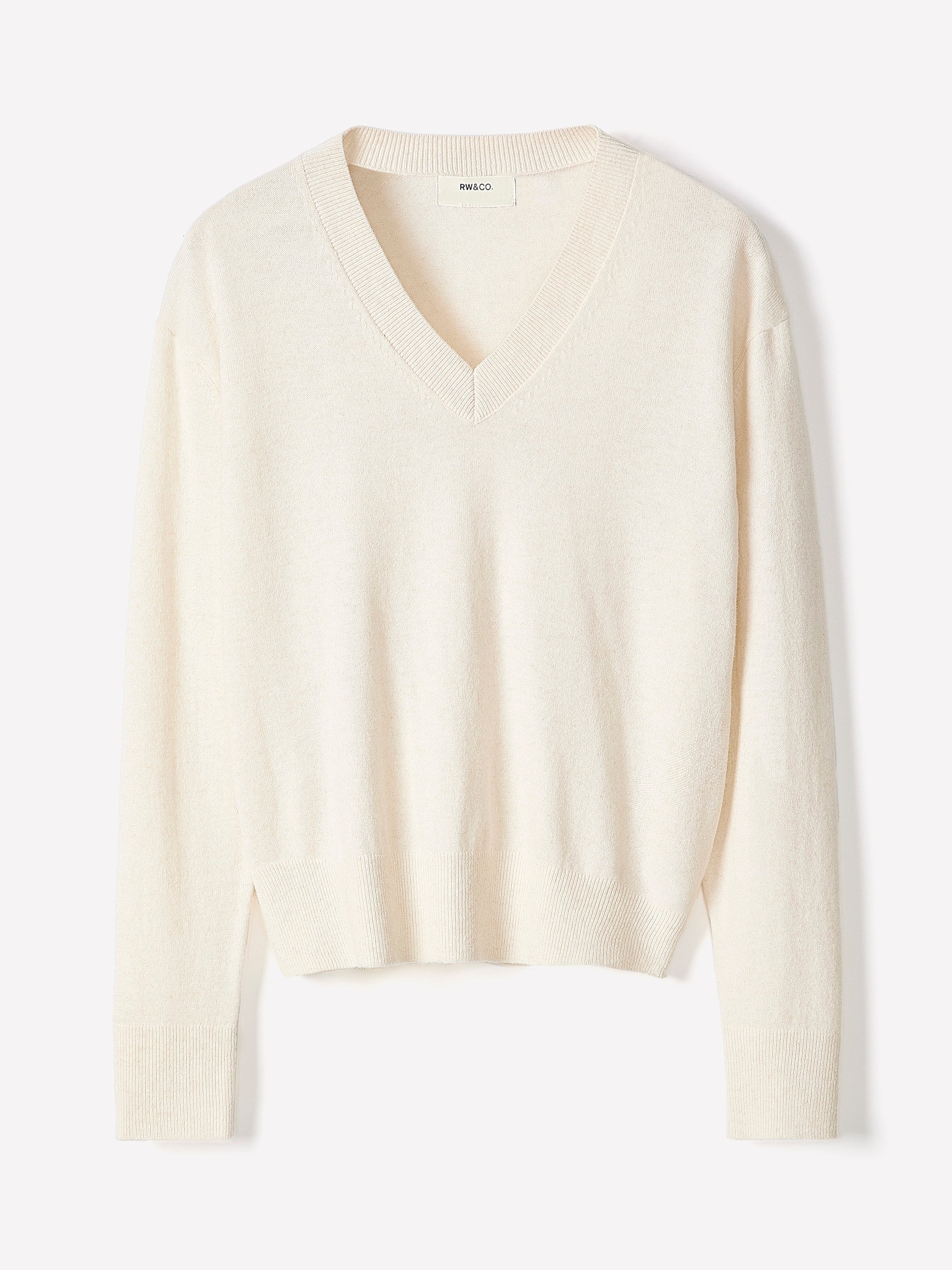 RW&CO Merino Wool V-Neck Drop Shoulder Sweater