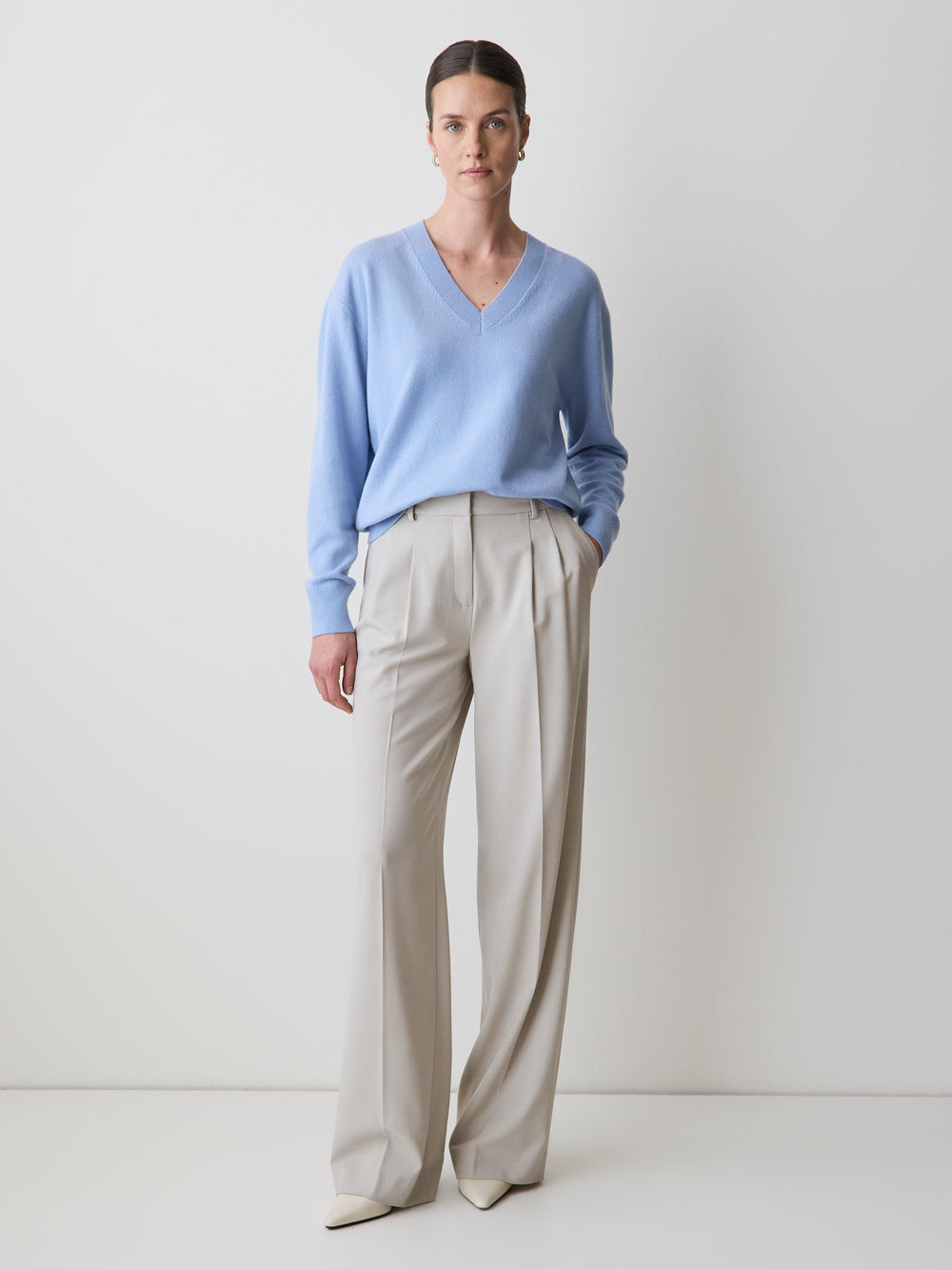 RW&CO Merino Wool V-Neck Drop Shoulder Sweater