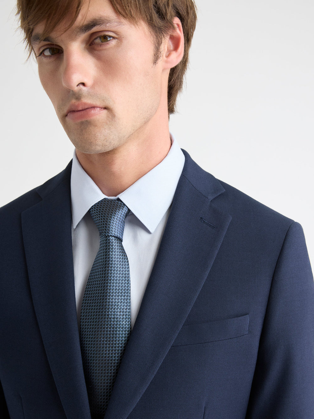 RW&CO Blue Regular Tie with Geometric Pattern