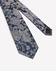 RW&CO Blue Regular Tie with Floral Pattern