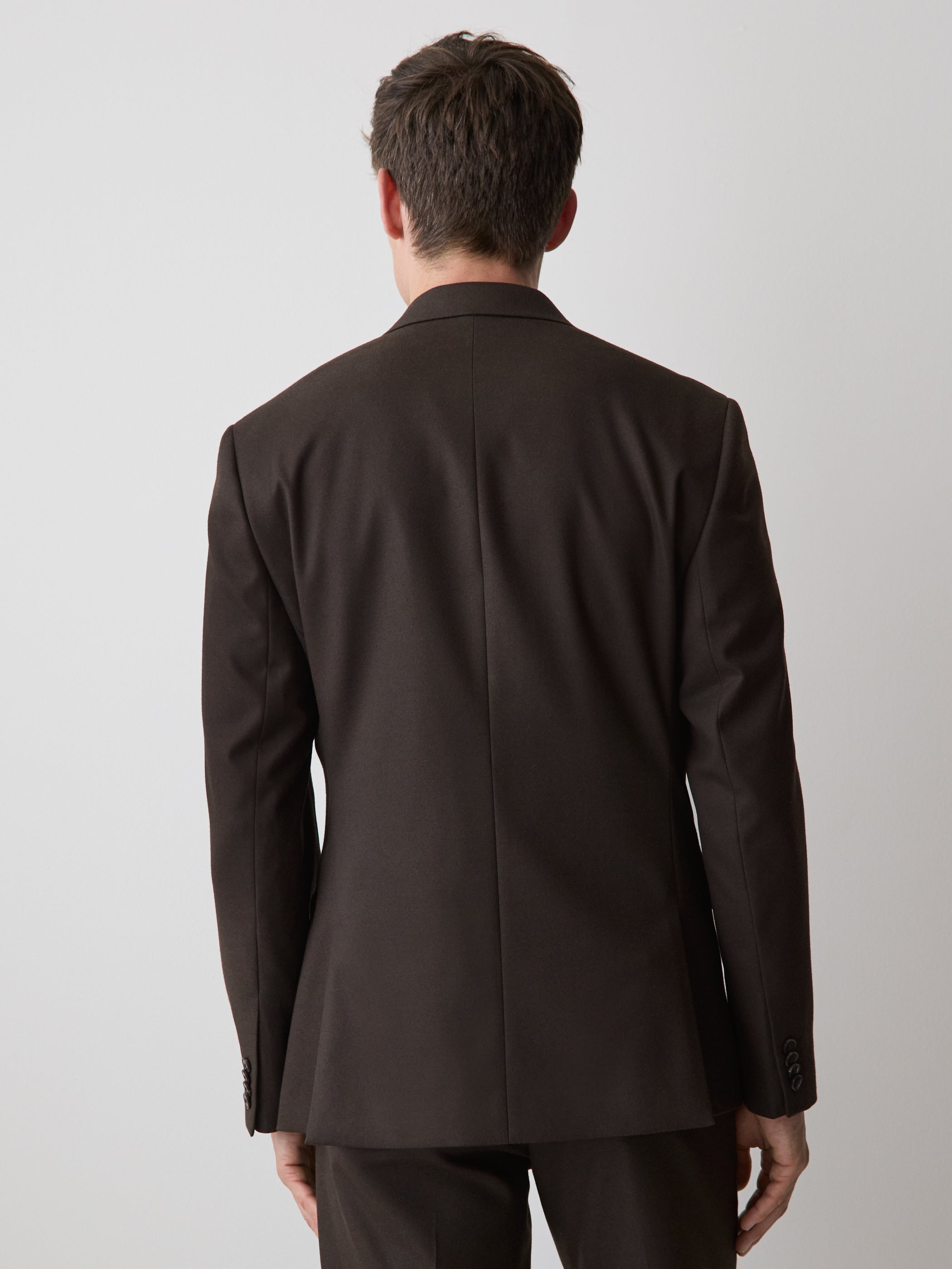 RW&CO Slim Fit Dark Brown Brushed Twill Blazer
