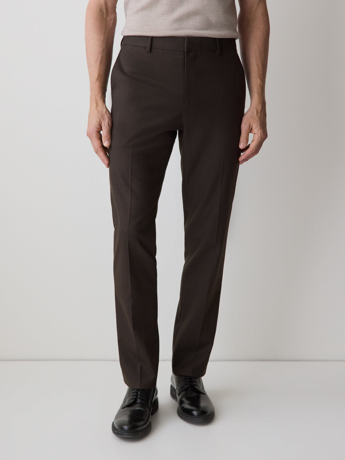RW&CO Slim Fit Dark Brown Brushed Twill Pant
