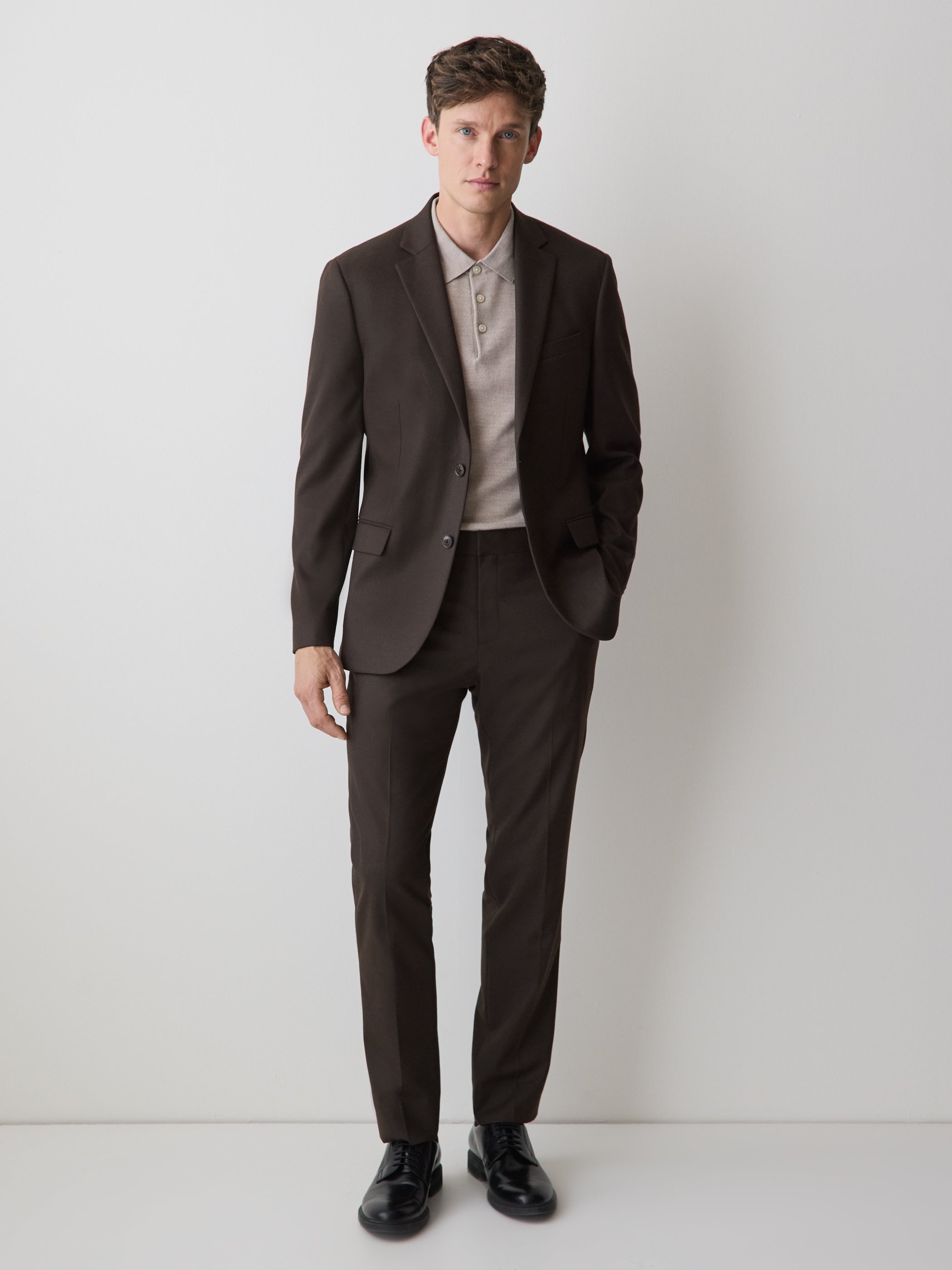 RW&CO Slim Fit Dark Brown Brushed Twill Pant