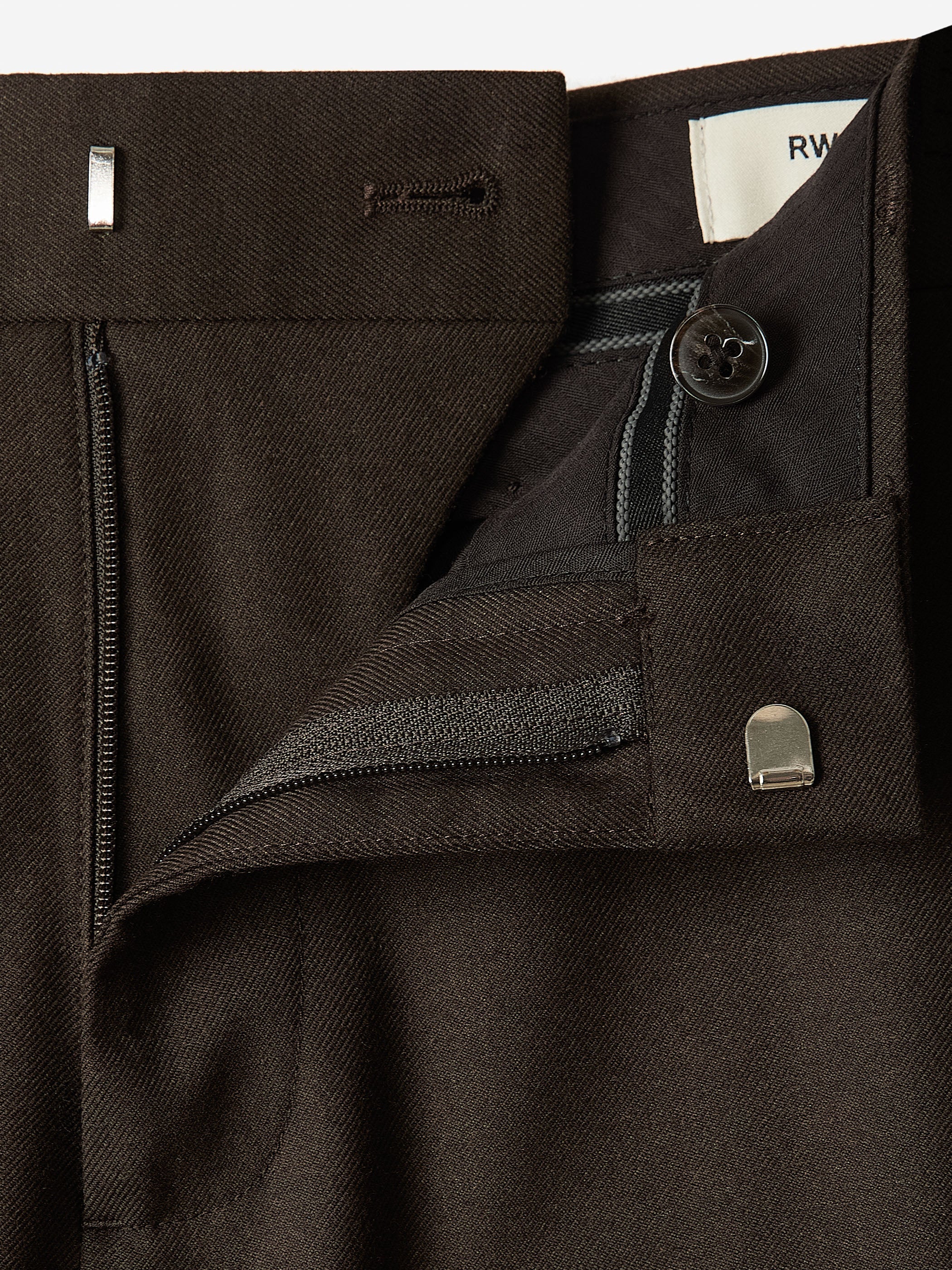 RW&CO Slim Fit Dark Brown Brushed Twill Pant