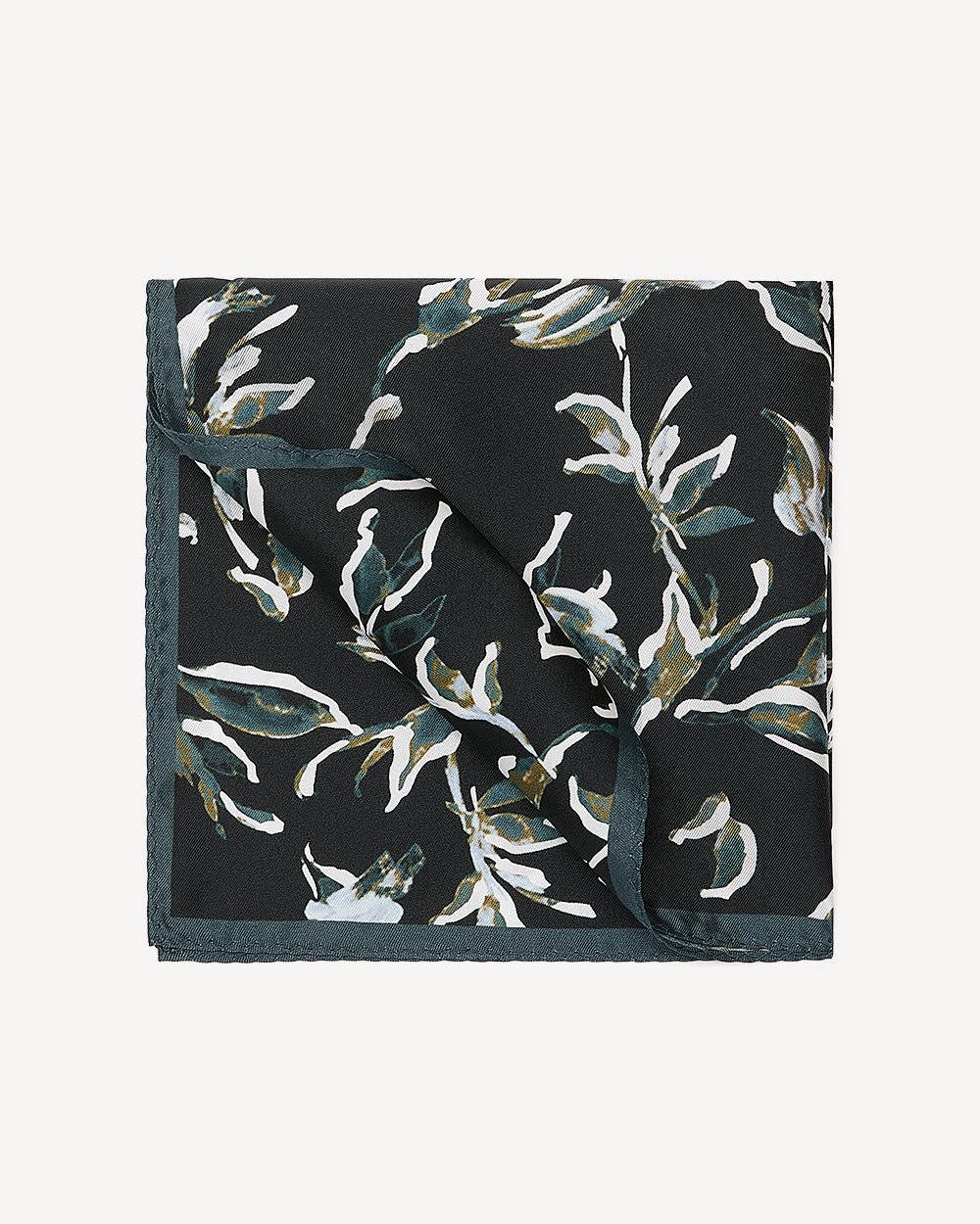 RW&CO Black Handkerchief with Foliage Pattern