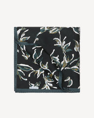RW&CO Black Handkerchief with Foliage Pattern