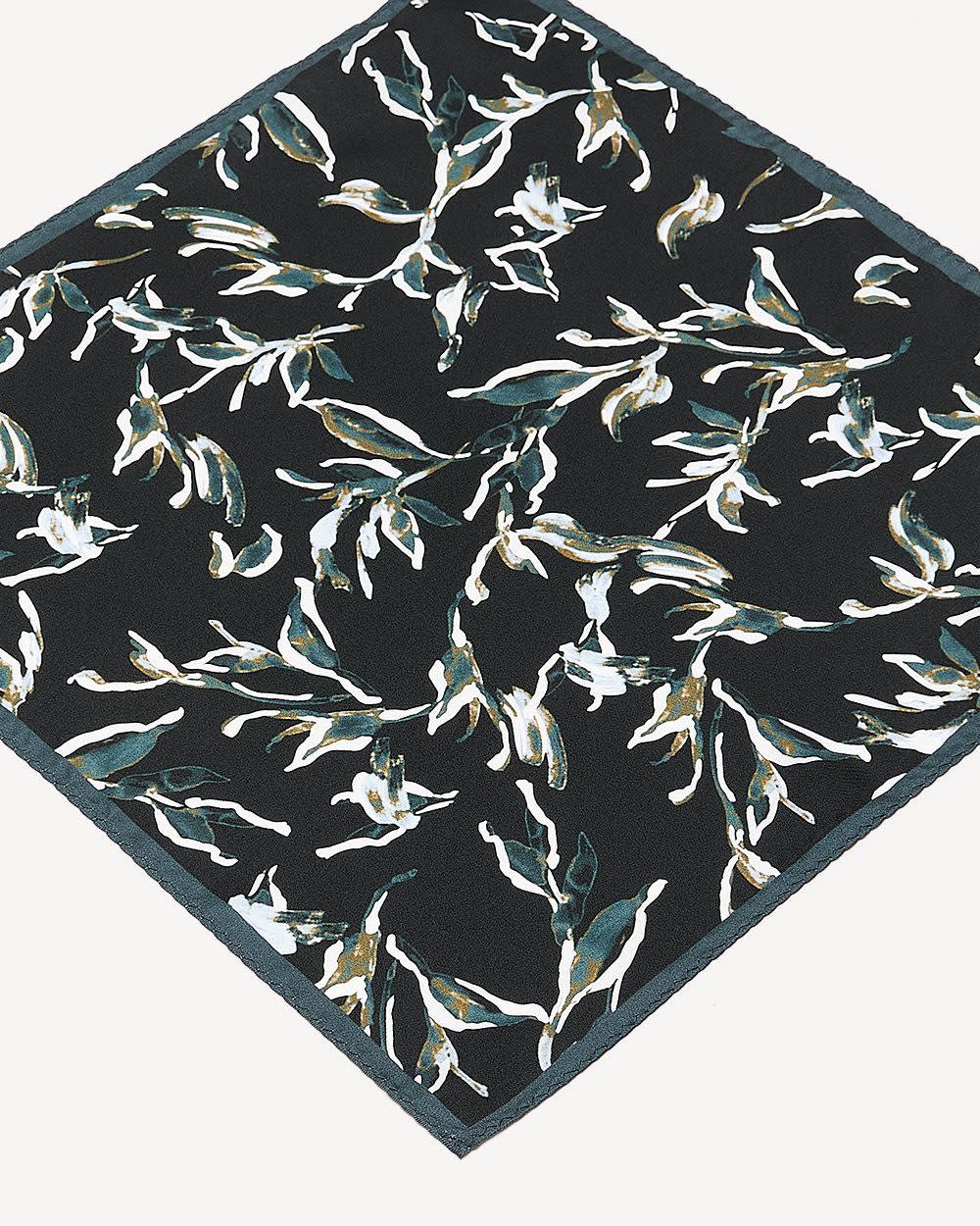 RW&CO Black Handkerchief with Foliage Pattern