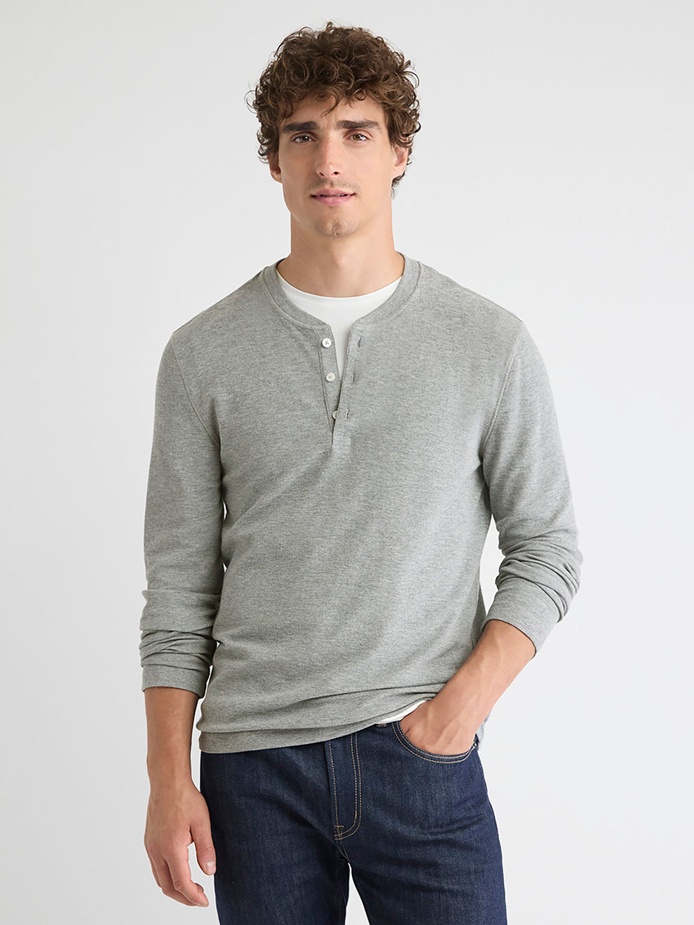 RW&CO Long-Sleeve Henley Waffled Tee