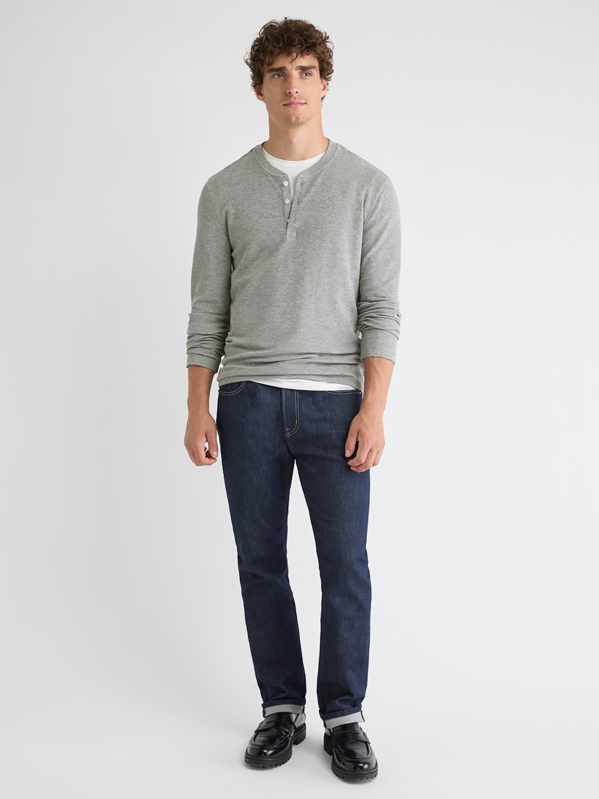 RW&CO Long-Sleeve Henley Waffled Tee