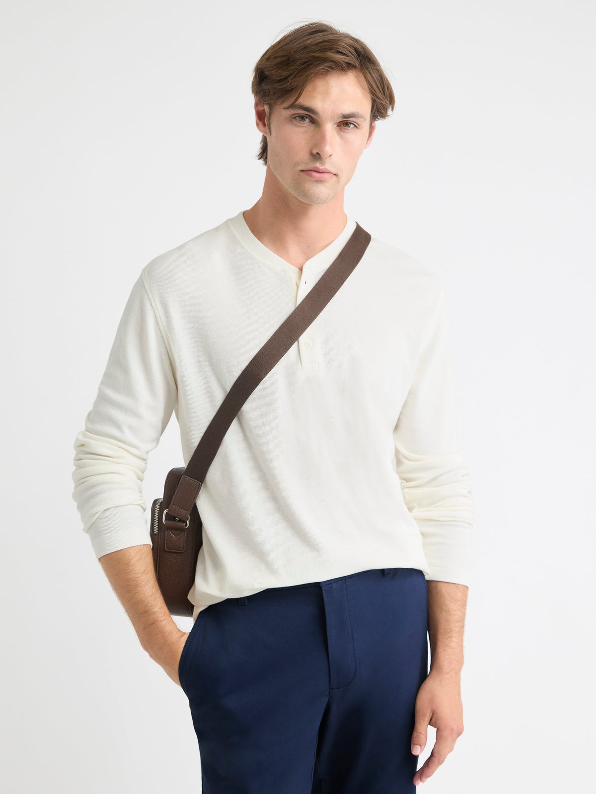 RW&CO Long-Sleeve Henley Waffled Tee