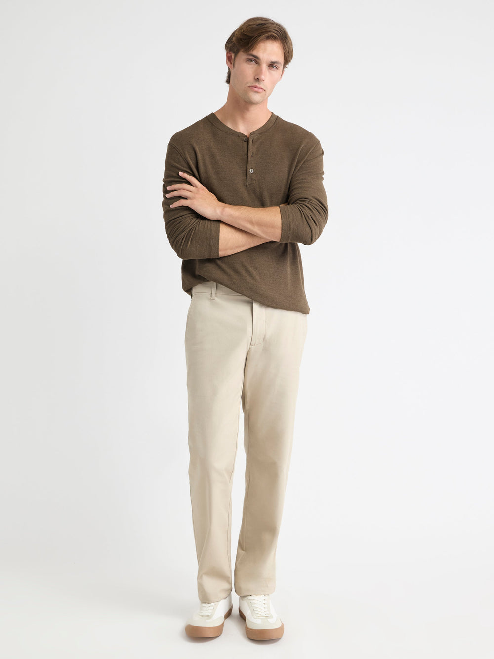 RW&CO Long-Sleeve Henley Waffled Tee