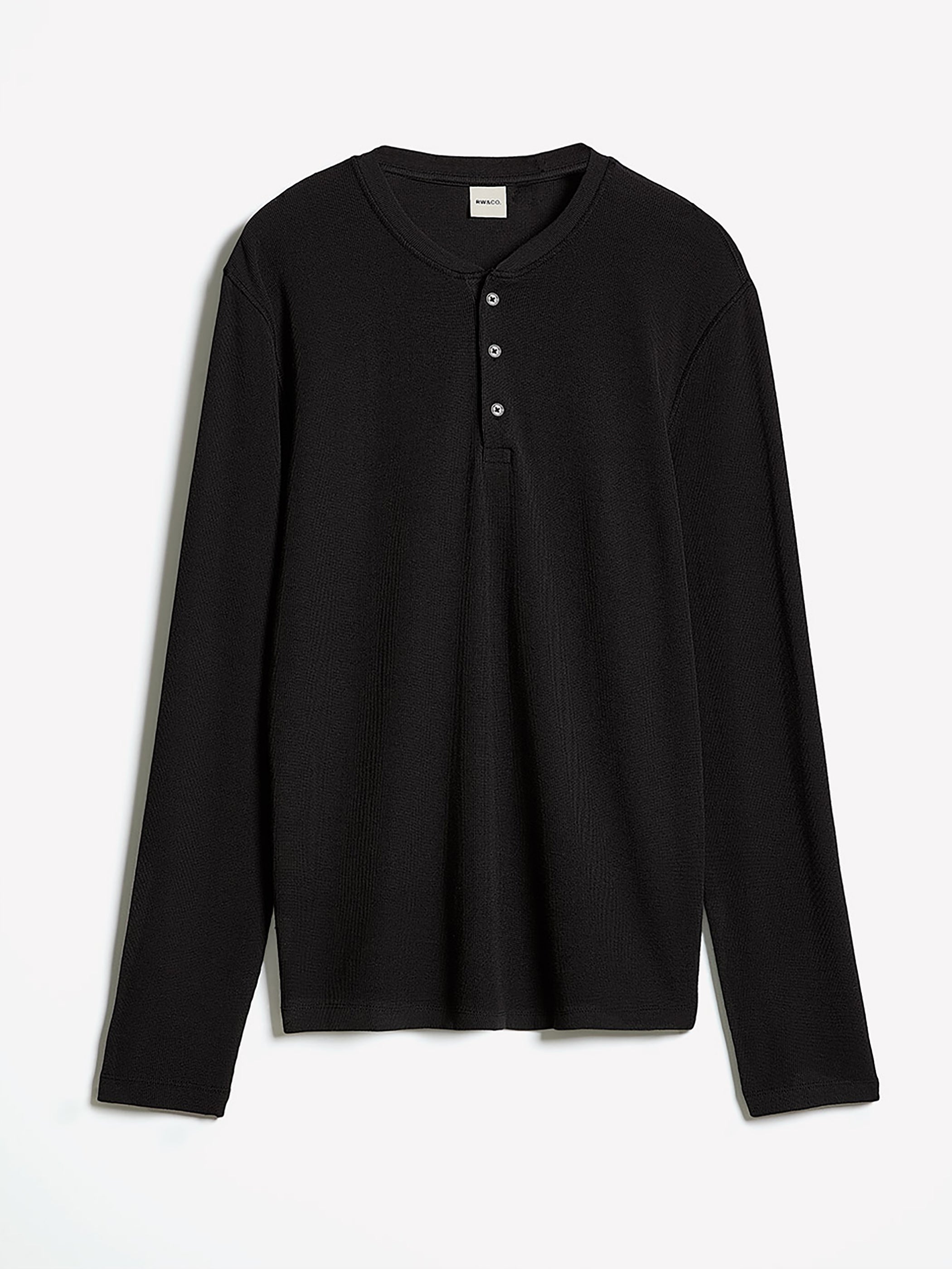 RW&CO Long-Sleeve Henley Waffled Tee