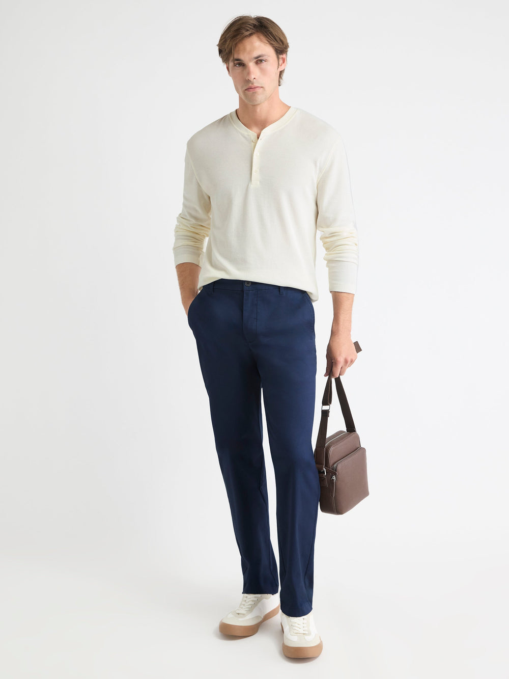 RW&CO Long-Sleeve Henley Waffled Tee