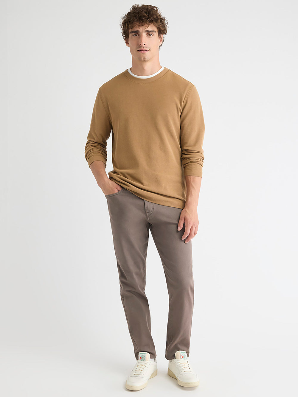 RW&CO Long-Sleeve Crew-Neck Waffled Tee