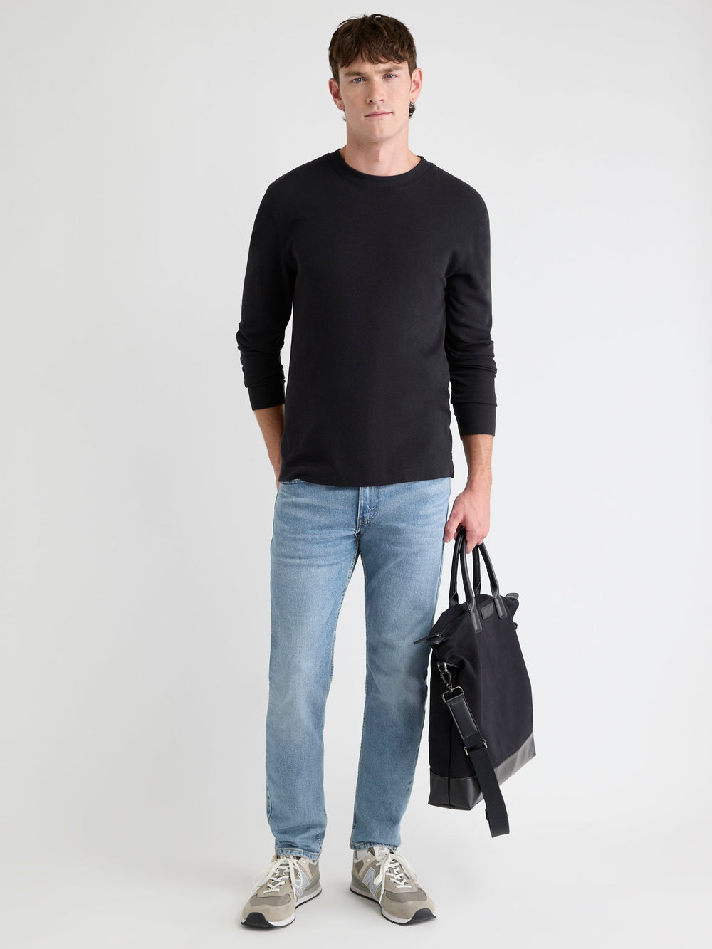 RW&CO Long-Sleeve Crew-Neck Waffled Tee