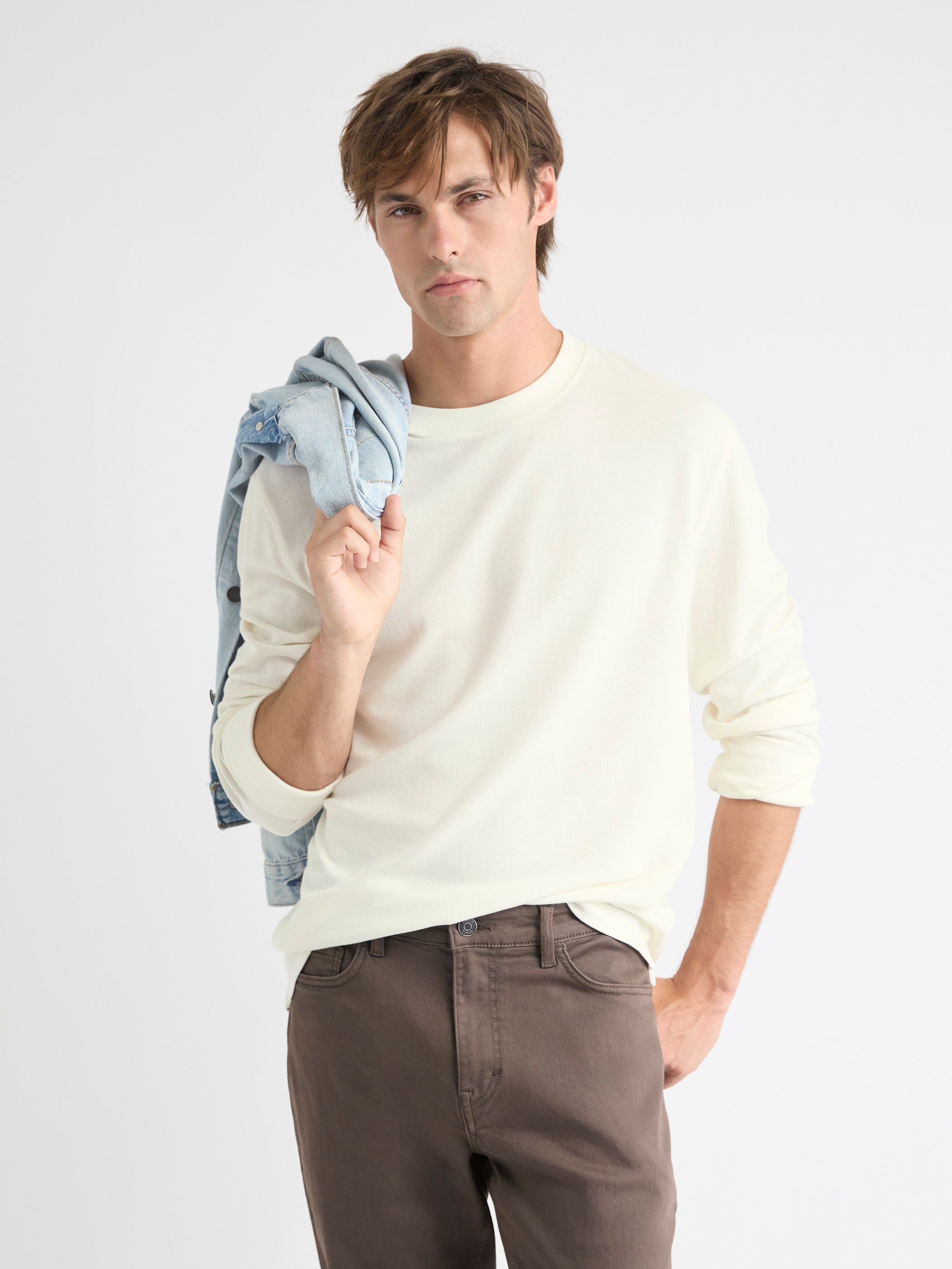 RW&CO Long-Sleeve Crew-Neck Waffled Tee