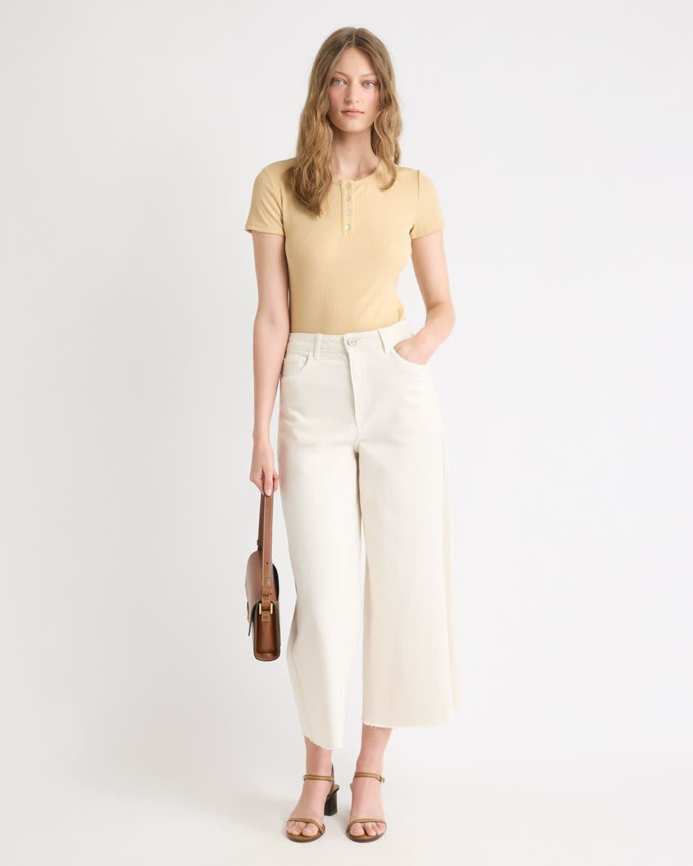 RW&CO Short-Sleeve Ribbed Henley Top
