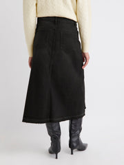 RW&CO Grey Flare Midi Denim Skirt