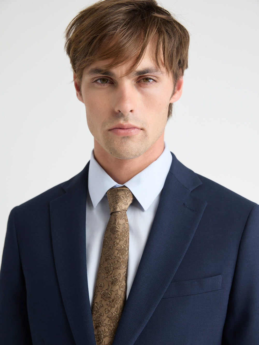 RW&CO Taupe Skinny Tie with Floral Pattern