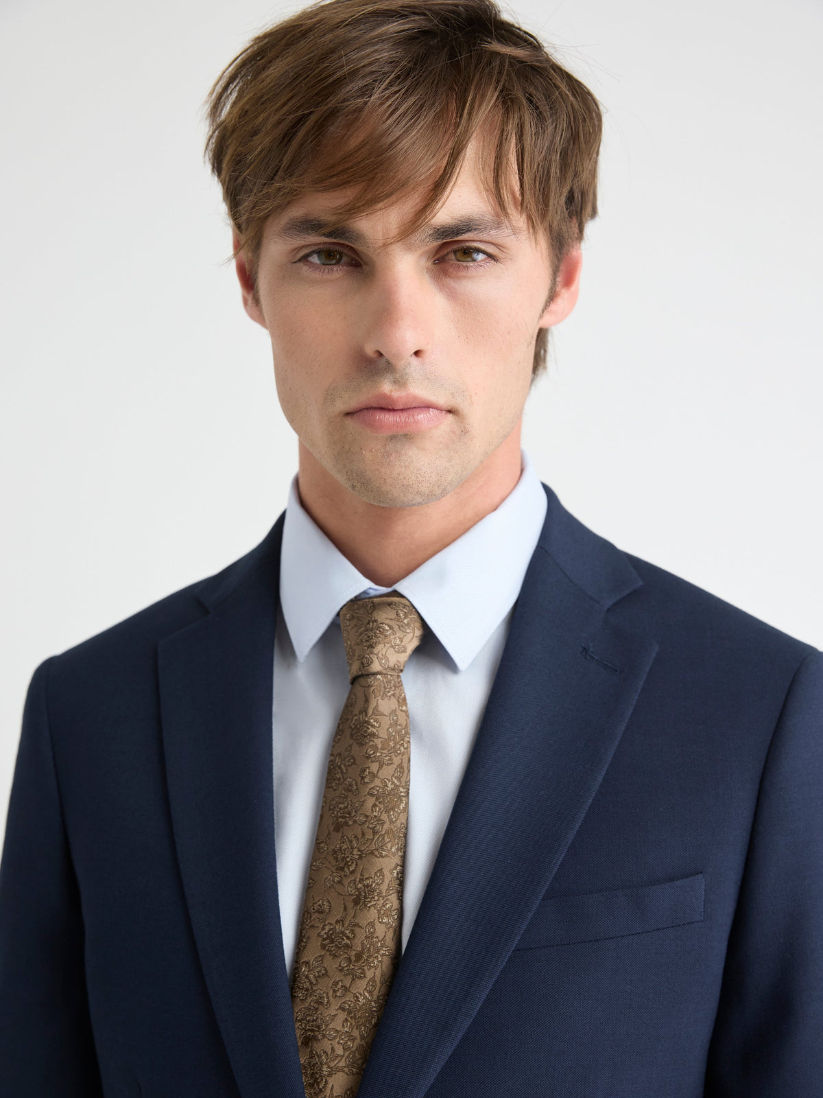 RW&CO Taupe Skinny Tie with Floral Pattern