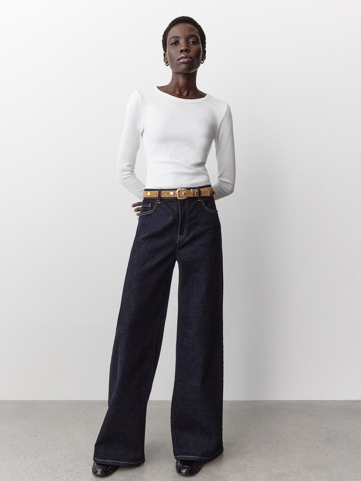 RW&CO Dark-Wash High-Rise Ultra-Wide-Leg Jeans