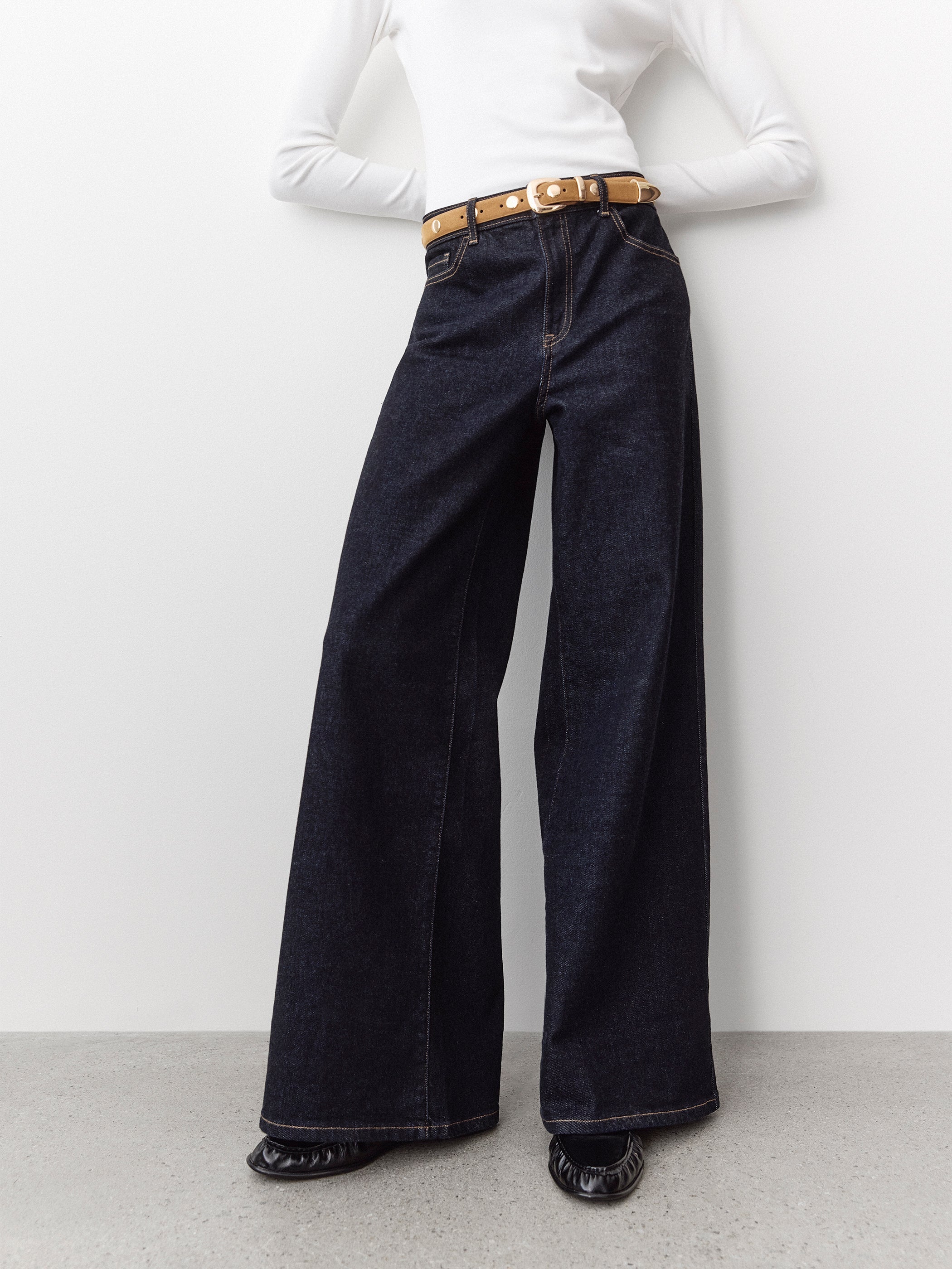 RW&CO Dark-Wash High-Rise Ultra-Wide-Leg Jeans