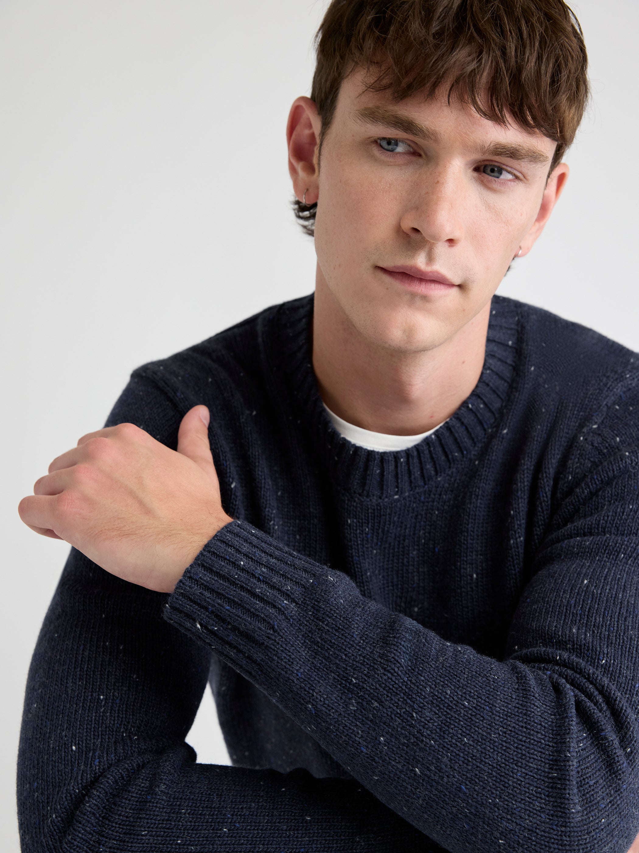 RW&CO Long-Sleeve Crew-Neck Sweater with Neps