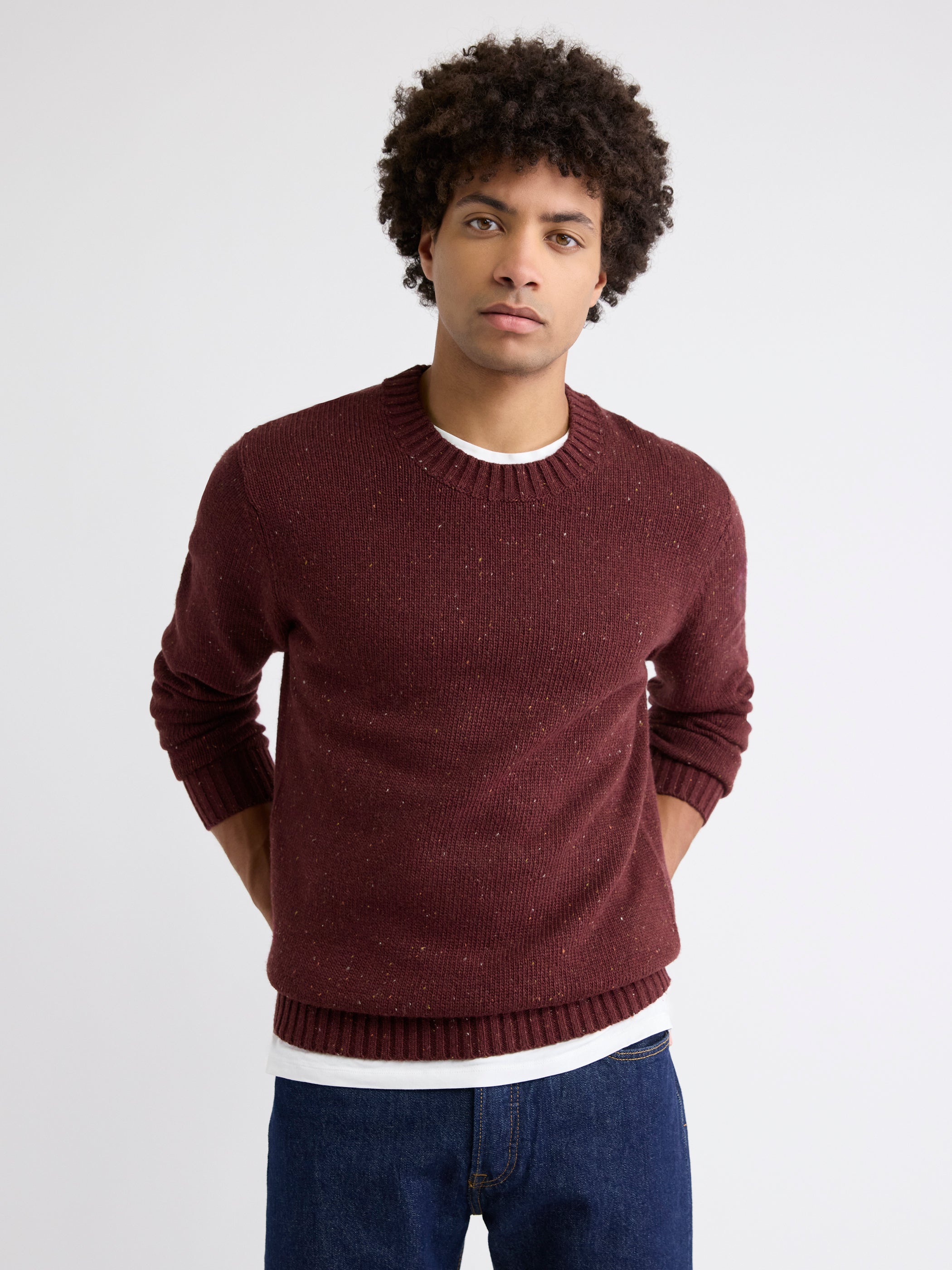 RW&CO Long-Sleeve Crew-Neck Sweater with Neps