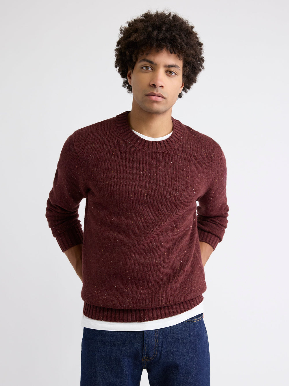 RW&CO Long-Sleeve Crew-Neck Sweater with Neps