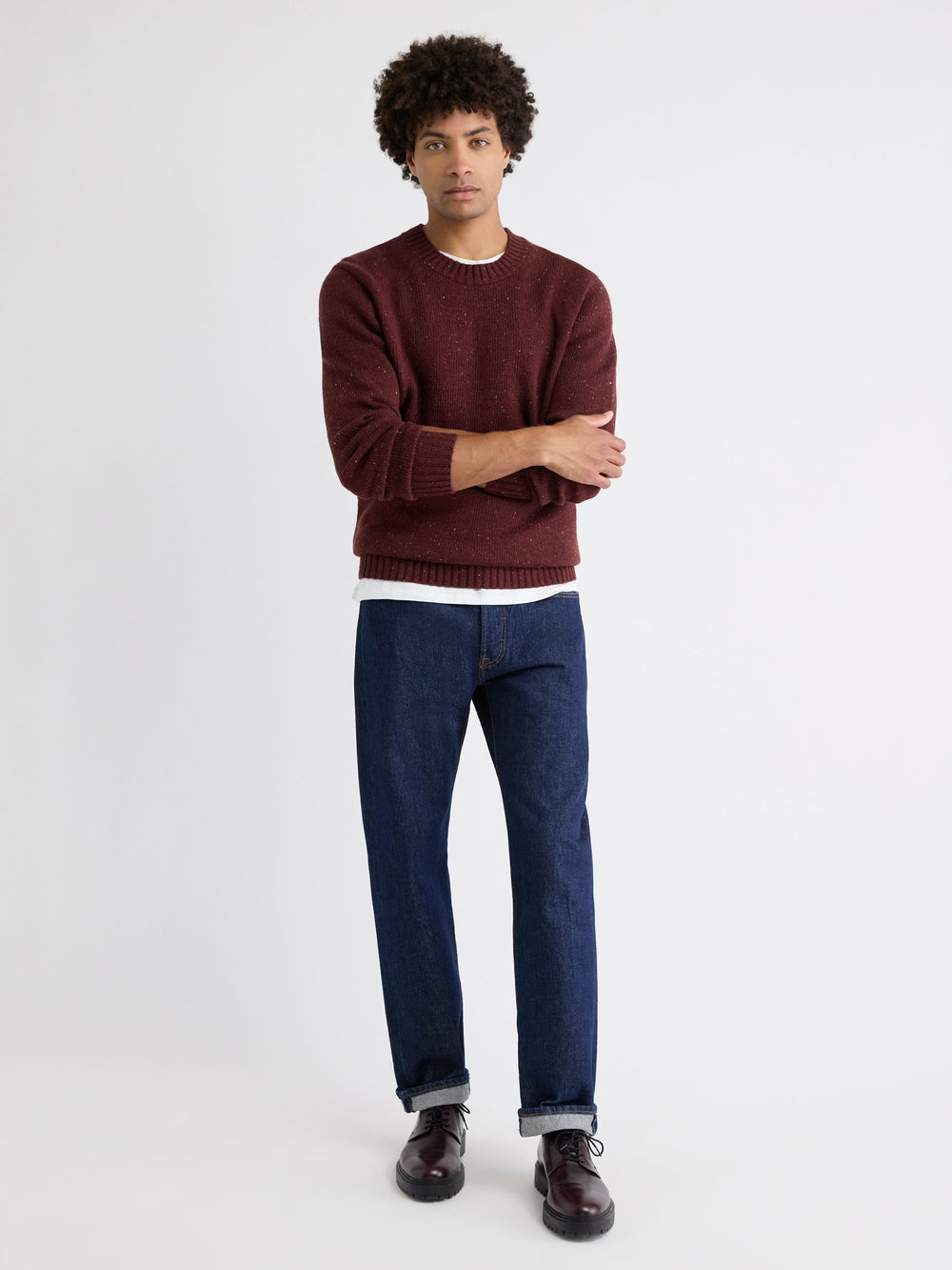 RW&CO Long-Sleeve Crew-Neck Sweater with Neps