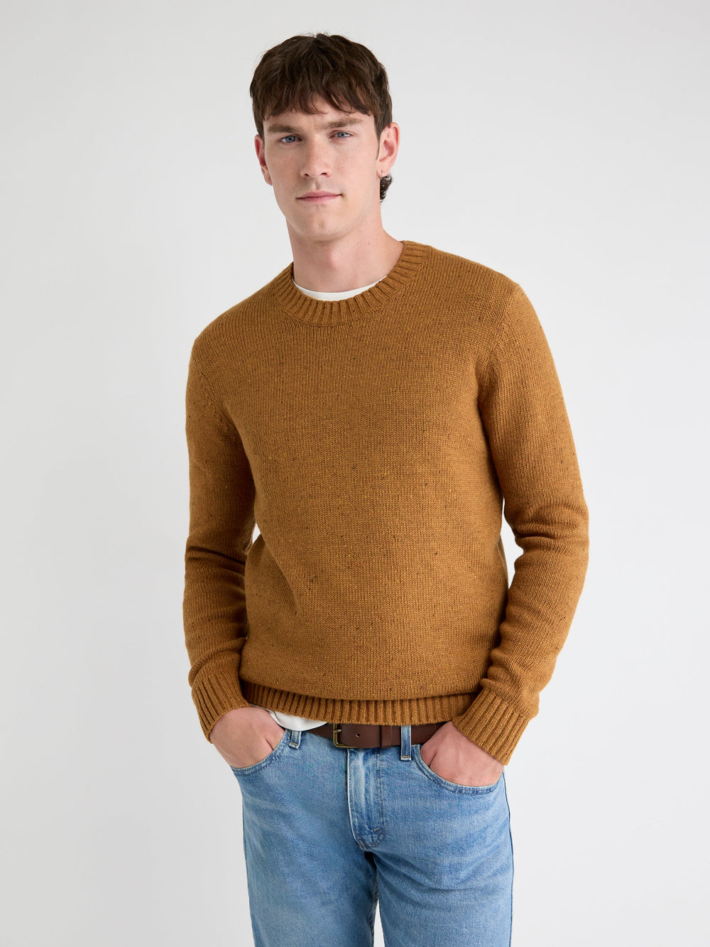 RW&CO Long-Sleeve Crew-Neck Sweater with Neps
