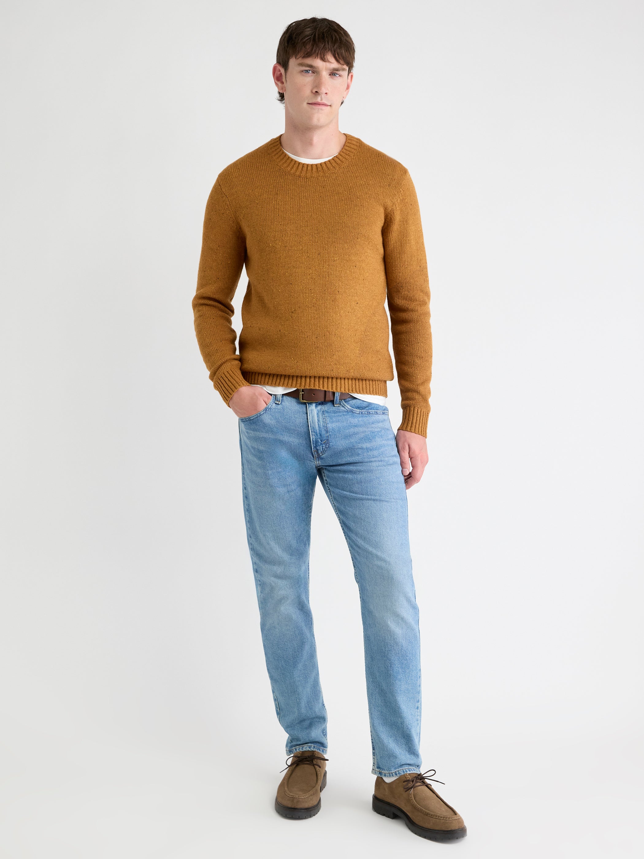 RW&CO Long-Sleeve Crew-Neck Sweater with Neps