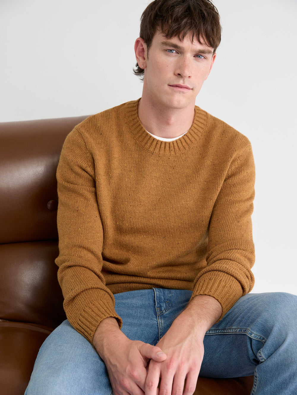 RW&CO Long-Sleeve Crew-Neck Sweater with Neps