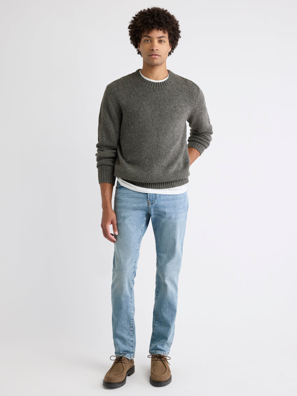 RW&CO Long-Sleeve Crew-Neck Sweater with Neps