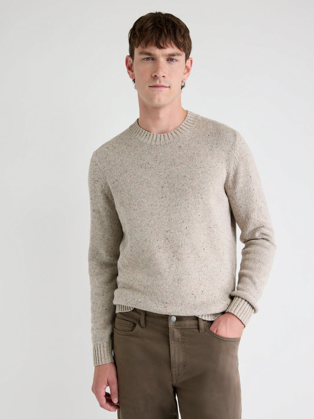 RW&CO Long-Sleeve Crew-Neck Sweater with Neps